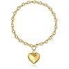 PEALICIOUS Chunky Heart Necklace, Gold Heart Necklace Chunky Necklaces for Women Trendy with Toggle Clasp, Puffy Heart Pendant 14k Gold Statement Charm Necklaces, Collar Thick Chain as Summer Jewelry
