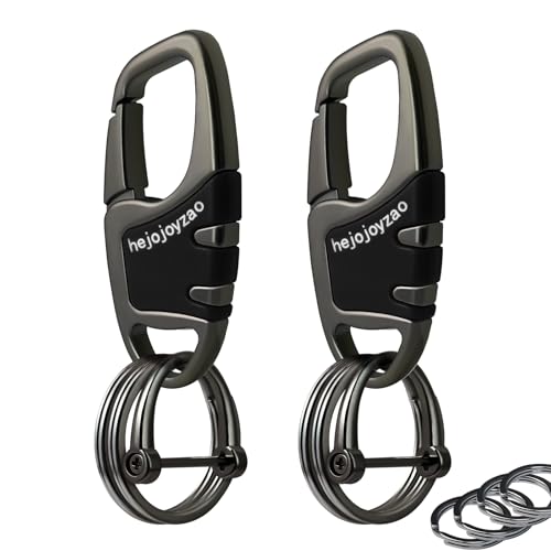 Image of Keychain Carabiner Clip,Heavy Duty Belt Loop Car Key Ring Holder | Durable metal build, mens EDC accessory, 4 key rings, secure locking D-ring, fits belt loops, holds home, car key fobs