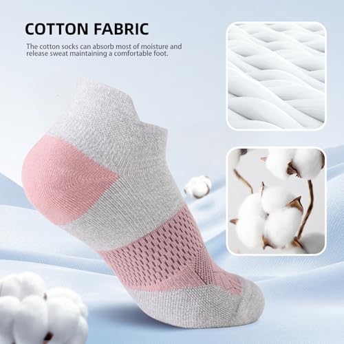 Image of FITRELL 5-6 Pairs Ankle Running Socks for Women Athletic Cushioned Low Cut Tab Sports Socks
