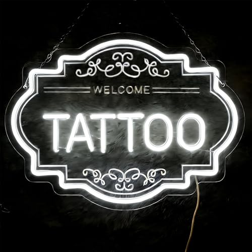 Image of Tattoo LED Neon Sign, 14 x 11 In Dimmable Light Up Wall Decor