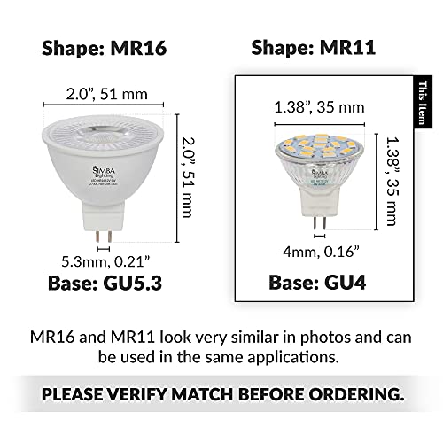 Simba Lighting LED MR11 Flood Light Bulbs (4 Pack) 12V 3W 20W Halogen Replacement 2-Pin 240lm for Landscape, Accent, Track Lights, and Christmas Tree Fiber Optics, GU4 Bi-Pin Base, 4000K Natural White - Image 3