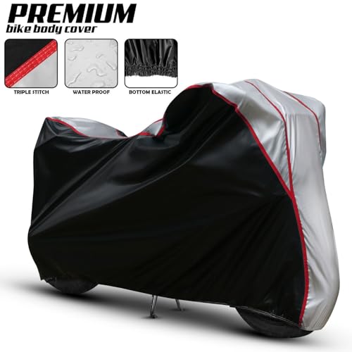 Image of All Weather Protection Two Wheeler Cover for TVS iQube Electric, Scooter & Scooty | Anti Dust, 100% Water Resistance, Heat Resistant, UV Proof - Triple Stitched | (Black Top Silver)