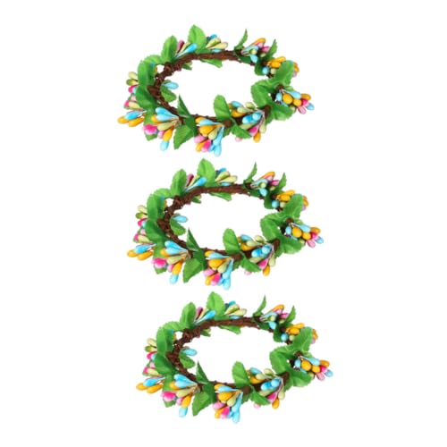 DOITOOL 3 Pezzi Anelli per Candele Pasquali con Bacche Artificiali Colorate Ghirlande Primaverili Resistenti e Facili da Pulire per Centrotavola e Decorazioni Festive