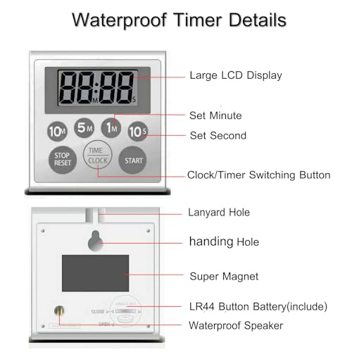Nuoswek CK20240415 Digital Timer Waterproof Shower Timer Shower Clock Bathroom Kitchen Timer thumb #4