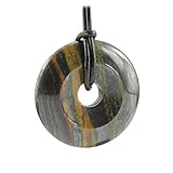 Größe Ø ca. 25 mm budawi® - Tigereisen Donut Anhänger 25 mm mit Lederband, Edelsteindonut