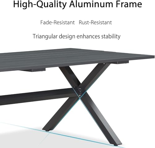 Image of PURPLE LEAF 12 Pieces Patio Dining Set with Outdoor Aluminium Dining Table and Woven Chairs Modern Metal Furniture Cushions Sets for Garden Yard Indoor Decor Kitchen Gray