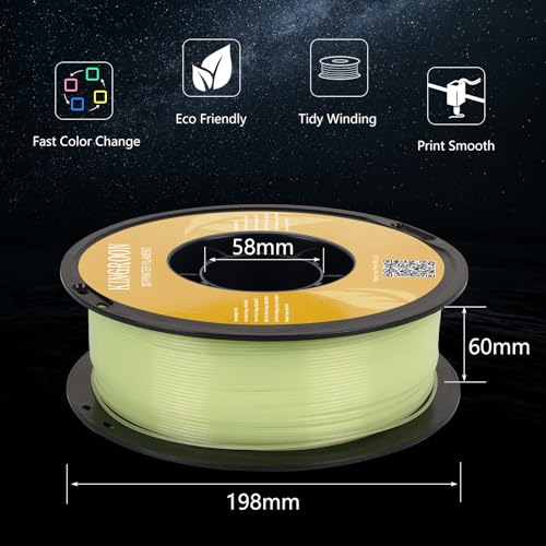 Image of Kingroon Glow in Dark 1.75mm PLA Filament, Fit Most FDM 3D Printers, Dimensional Accuracy + /- 0.03 mm, 1kg Spool(2.2lbs), Luminous PLA 3D Printer Filament - Yellow