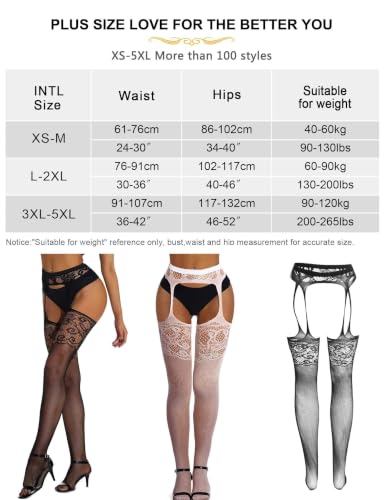 Collant Résille Porte Jarretelles Integre Grande Taille L-XXL,Noir – vue 6