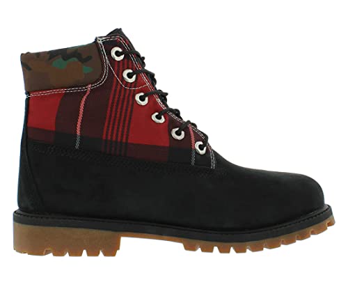 Image of Timberland Premium 6 in WP L /F GS Boys Shoes Size 5.5, Color: Black Nubuck /Core Black /Black