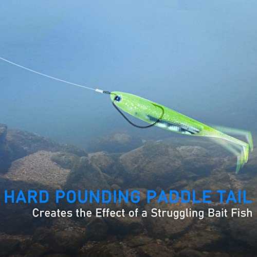 Dr.fish Paddle Tail Swimbaits, Soft Lures For Bass Fishing, Soft Baits Swim Shad Bait Minnow Lures Drop Shot Fishing Lures Fluke Baits, 2-3/4 Inches Chartreuse #TOP2