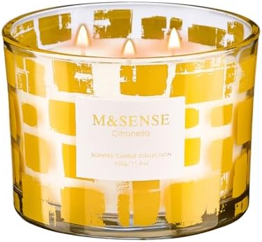 M&SENSE Citronella Scented Candle,11.6oz Natural Non Toxic Soy Wa...