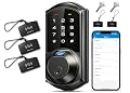 Veise VE07 Fingerprint Smart Lock for Front Door, 7-in-1 Keyless Entry Deadbolt with App Control, with IC Cards