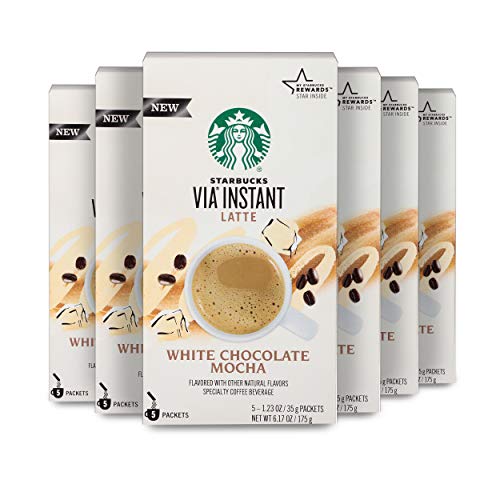 Starbucks VIA Instant Coffee Flavored Packets  White Chocolate Mocha Latte  6 boxes (30 packets total)