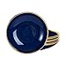 fanquare Set di 4 Ciotole per Pasta in Porcellana Blu Navy, Insalatiera da 500 ml con Finiture Dorate, Lavabile in Lavastoviglie e Adatta al Microonde
