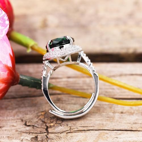 Large Oval Cubic Zirconia Solitaire Ring for Women, Adjustable Open Band Engagement Wedding Anniversary Ring, Elegant Zirconia Statement Ring3