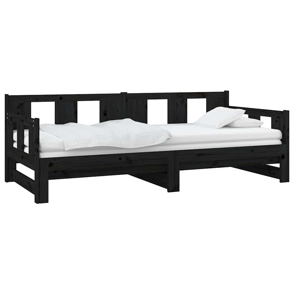 Pin Massif Convertible gigogne Noir 80x200 cm