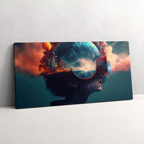 Monde virtuel futuriste image sur toile 120x60cm Wallfluent