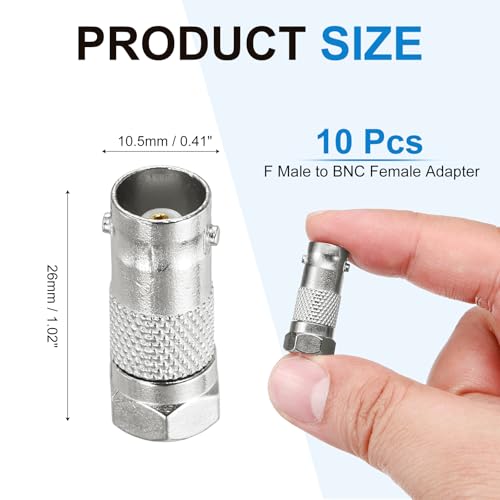 10 Pack Conector Coaxial F Macho a BNC Hembra 75 Ohm miniatura 2