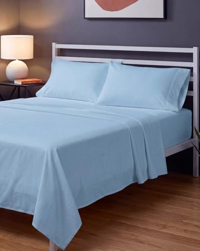 Image of Sleepy Town Queen Size Bed Sheets - 4 Piece - Queen Sheet Set - Extra Soft, Comfy & Cooling - Easy Care - Shrinkage, Wrinkle & Fade Resistant - Brushed Microfiber - Deep Pocket Bed Sheets (Sky Blue)