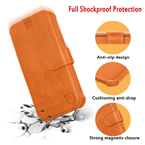Vanavagy Wallet Case For Iphone X/Iphone Xs/Iphone 10 4G For Women And Men,Rfid Flip Leather Cover With Wrist Supports Wireless Charging With Card Holder And Screen Protector,Burnt Orange #TOP4