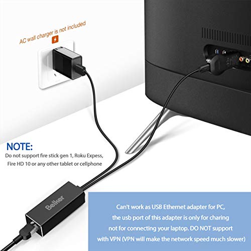 Fire Tv Ethernet Adapter, Belkertech Fire Stick Ethernet Adapter/Micro Usb To Rj45 Ethernet Adapter, Usb To Rj45 Cable For Fire Tv Stick, All-New Fire Tv, Chromecast Ultra Audio Etc #TOP3