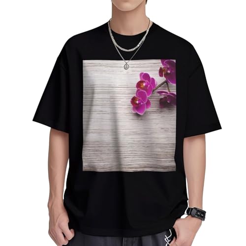 T-shirt orchidée femme coton doux col rond manches courtes tendance