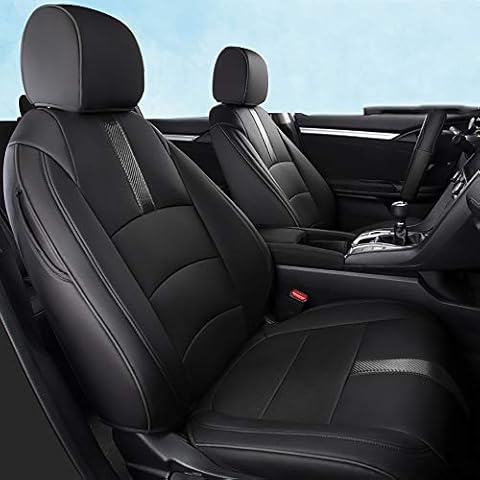 Bwen Car Seat Covers Leatherette Custom Fit Seat Cover Set Waterproof Seat Covers for Women&Men Fit for 10th Generation Honda Civic Sedan 2016 2017 2018 2019 EX, EX-L, Sport, Touring, Black Cover