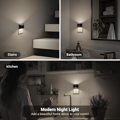 Image of JandCase Night Light, Automatic Night Lights Plug into Wall,2 Pack Dusk to Dawn Sensor Nightlight, 5000K Brightness Adjustable Nightlight for Kids Bedroom Hallway Kitchen Decor