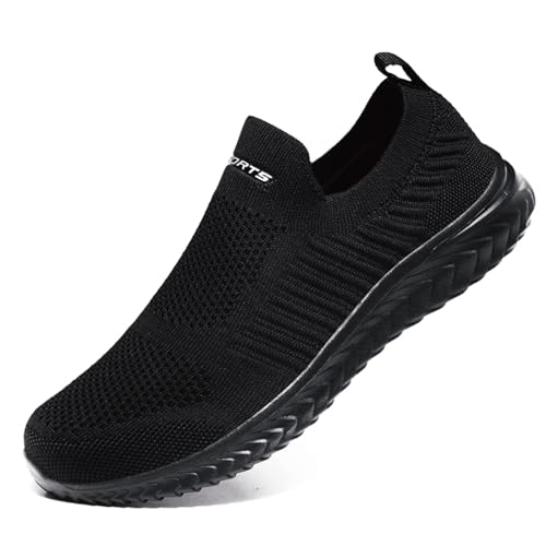Hanani Slip on Basket Femme Homme Chaussures de Sport Running Mode Sneaker Respirant Légère Mode Casual Confort Fitness Jogging Walking Sneaker Noir 40EU