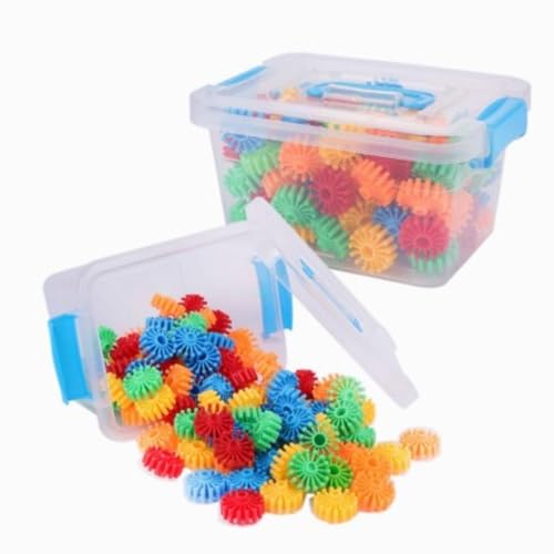 Maleta de Blocos de Montar, Kit com 100 Peças de Engrenagens Coloridas, Brinquedo Educativo 3+ Anos