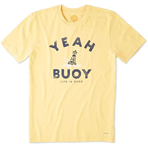 Life Is Good Men's Crusher Graphic T-Shirt Yeah Buoy, Baja Yellow, Medium #TOP2