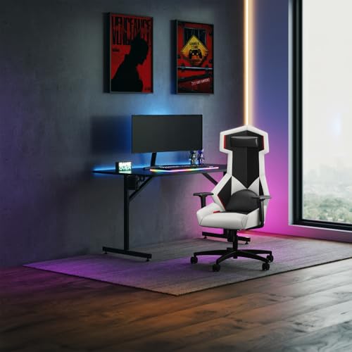 Image of Interio by Godrej Venox High Back Synthetic Leather Ergonomic Gaming Chair (White) 1-Year Warranty, 3D Armrest, Magnetic Lumbar and Headrest Adjustable