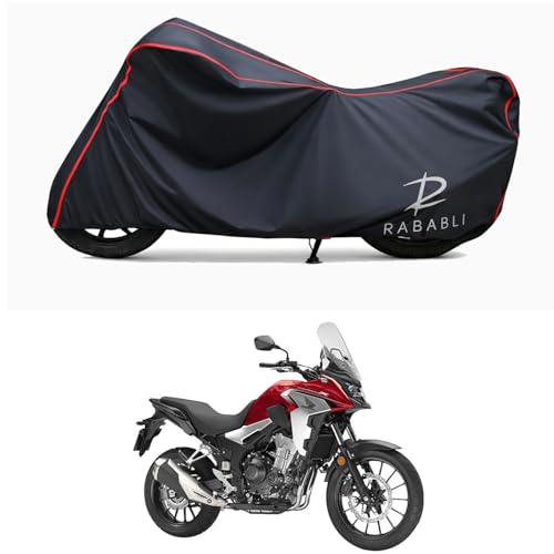 Image of Waterproof Bike Body Cover Compatible for | Honda CB500X | Taffeta Fabric, Red Piping Design, Bottom Elastic Fit | Dustproof, Sun UV & Rain Protection for All Bikes