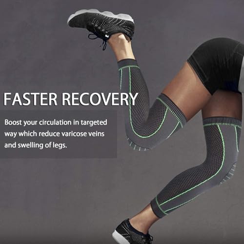 Image of 2 Pack Full Leg Compression Sleeves, Long Knee Brace Support for ACL,PCL, Meniscus Tear, Arthritis, Tendinitis-Free Size