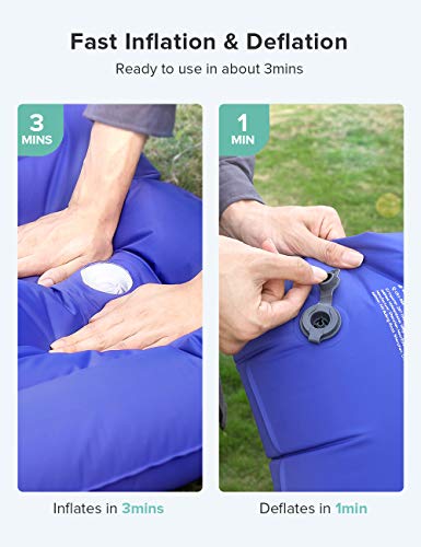 Sable Camping Sleeping Pad/Mat, Most Comfortable Camp Sleep Air Mattress with Built-in Pillow & Pump, Insulated & Ultralight, Compact Portable Fast Inflatable for Backpacking Hiking Tent, 5R-Value - Thumbnail 7