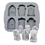 Wet.co Grabstein-Form für Halloween-Seife, Schokolade, Dessert, Kunststoff, Grau
