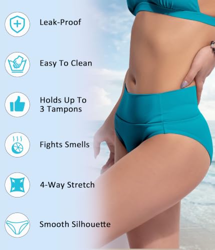 Image of Beautikini Period Swimwear Bikini Menstrual Swim Bottoms Leakproof Bathing Suits for Teens Girl