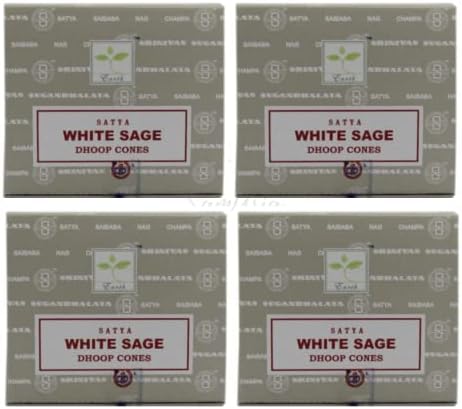 Satya White Sage Incense Cone x4 pack, used for Aromatherapy, Spa, Yoga, Weddings, Reiki, Meditation, Healing by SAMASIA