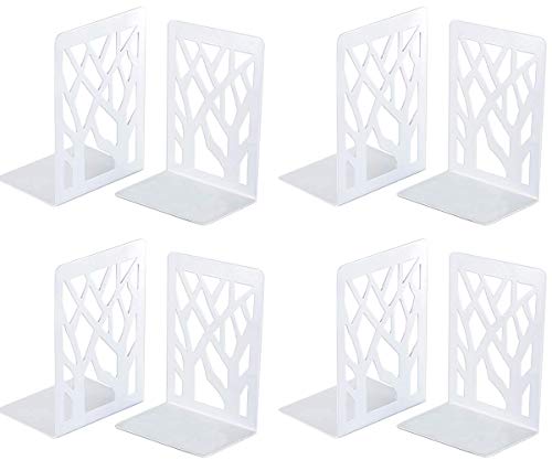 InnÔPLUS - Sujetalibros de metal para estanterías (4 pares) para oficina y escuela, diseño único de árbol decorativo para regalo, carpeta de libros y divisores Cover