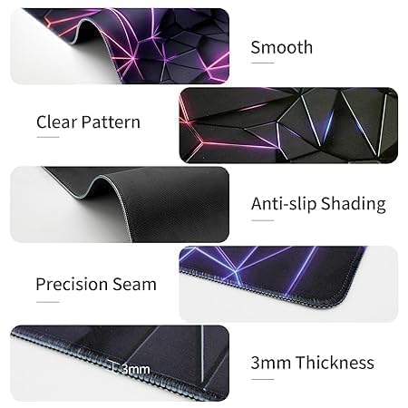 3D Gaming Keyboard Mouse Mat for Table Gaming Mouse Pad, 80 x 30 cm Large Desk Mat, Black, Anti-Slip Rubber Base for Work from Home, Office(with Keyboard Cleaning Brush) 3