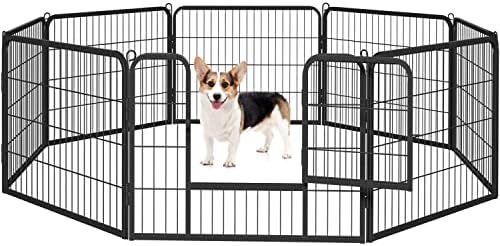 Yaheetech 8-TLG Welpenlaufstall Freilaufgehege mit Tür Laufstall für Hunde/Kaninchen/Kleine Haustiere je 80 cm x 60 cm