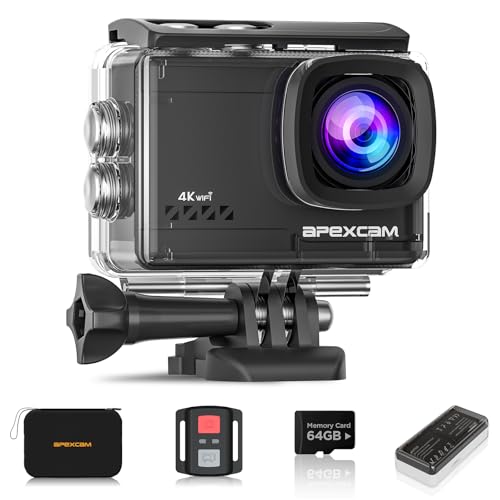 Apexcam 4K 60FPS EIS Action Cam 64MP Con Scheda di Memoria...