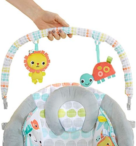 Bright Starts Comfy Ana Kucağı Yatıştırıcı Titreşimler Bebek Koltuğu - Kumaş Oyuncaklar, Müzik ve Çıkarılabilir Oyuncak Barı, 0-6 Ay, 9 kg'a Kadar (Whimsical Wild) - Görsel 3