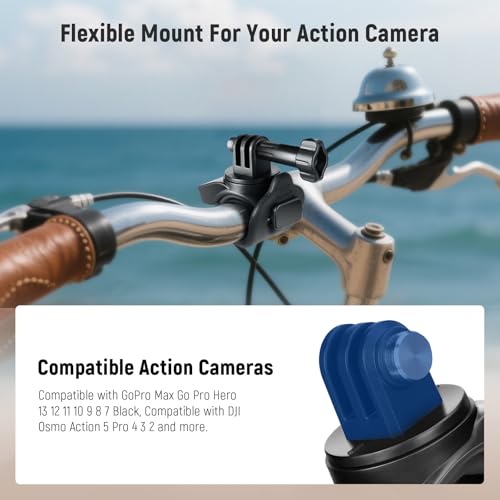 Image of NEEWER Flexible Mount Wrap Band Compatible with GoPro DJI Insta360 Action Cameras, Motorcycle Bike Handlebar Roll Bar Tube Clip Holder Bracket Accessories for Photography Video Recording, GP-77 Black