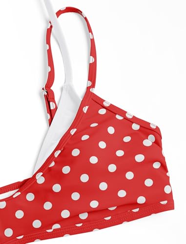 Image of ZAFUL Women's Polka Dot Bikini Set Double Layer Halter Swimsuit Colorblock Side Tie 2 Piece Bathing Suit