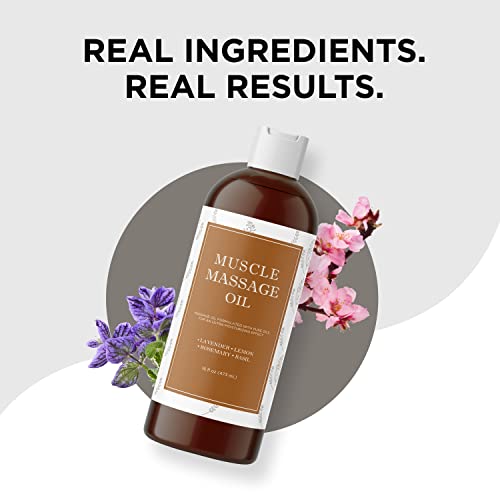 Relaxing Massage Oil For Massage Therapy - Sore Muscle Oil Massage Oil With Lavender And Rosemary Oils For Muscle Relief - Full Body Warming Massage Oil For Sore Muscles For Pro Or Home Use (16Oz) #TOP4