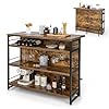 Giantex Home Bar Unit 4 Tier Liquor Bar Table with Footrest Wine Bottle Racks Glass Holder Industrial Corner Mini Coffee Bar Cabinet for Home Kitchen Pub