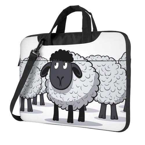 Maletín para laptop unisex con oveja blanco y negro 15.6 pulg miniatura 1