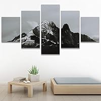 SIGNWIN 5 Panel Canvas Wall Art Monochromatic Mountains for Home Decorations Ready to Hang - 60