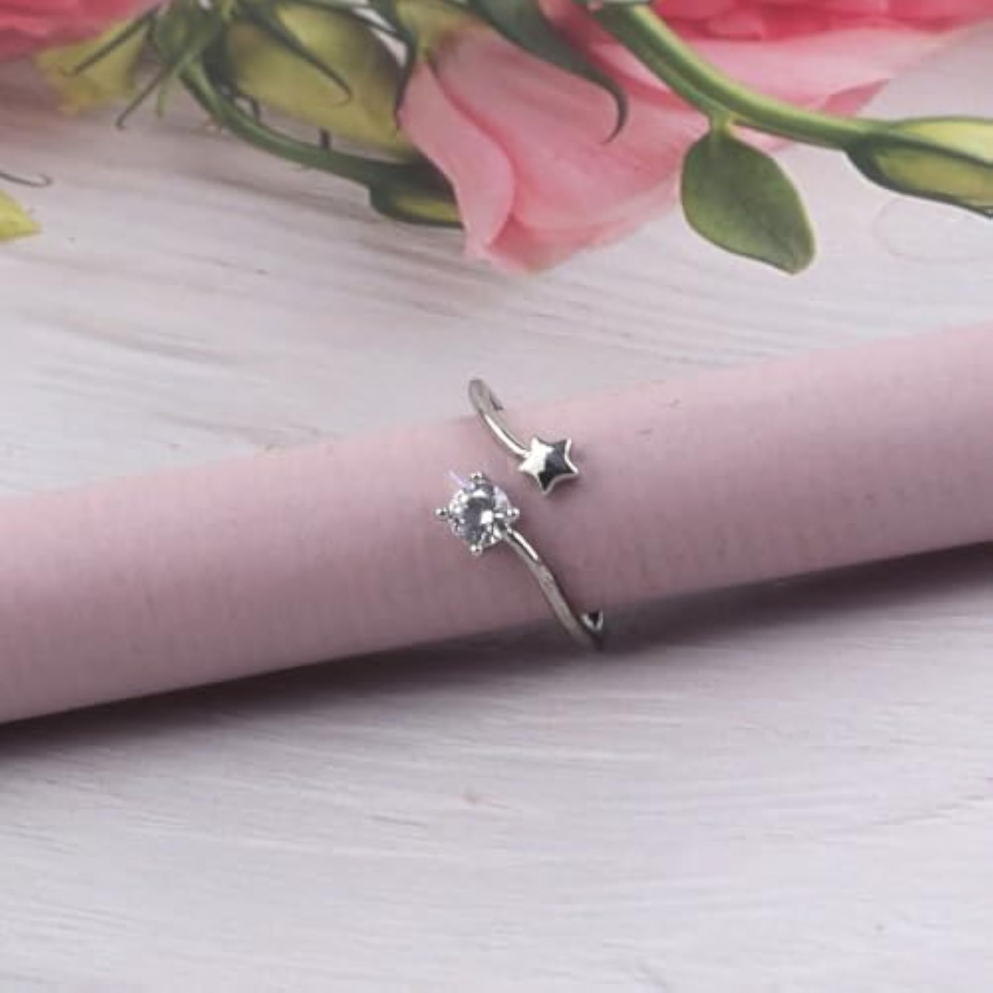 Women's Trendy Rose Gold Finish Star Shape Diamond Ring